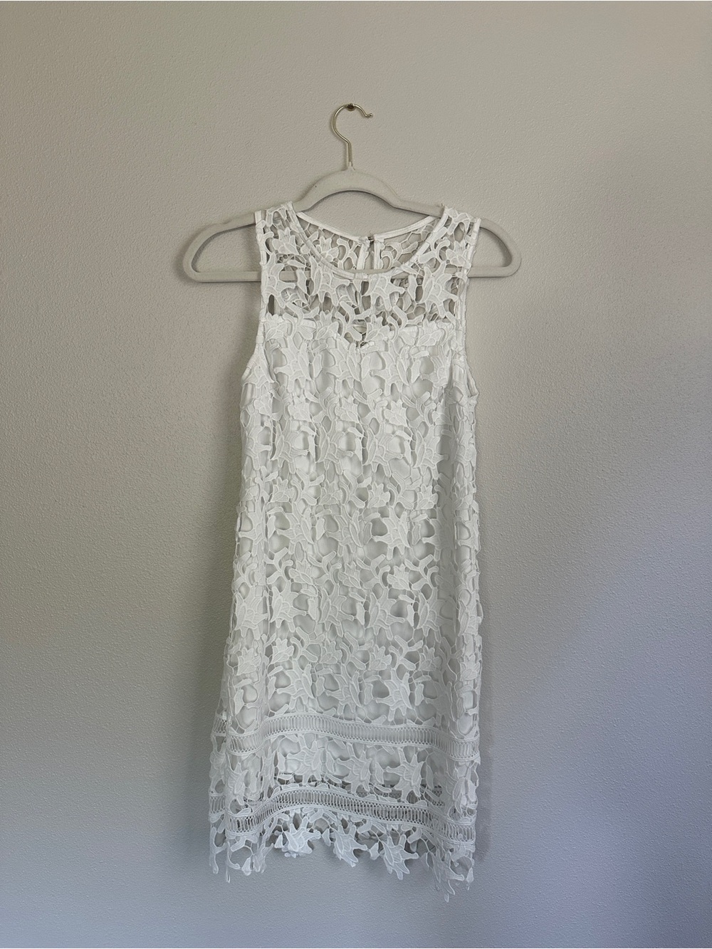 Francesca's Collections White Lace Sleeveless Mini Dress